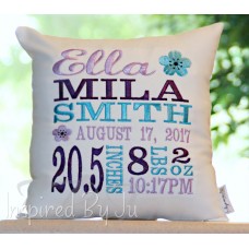 Wildflower - Birth Announcement Pillow